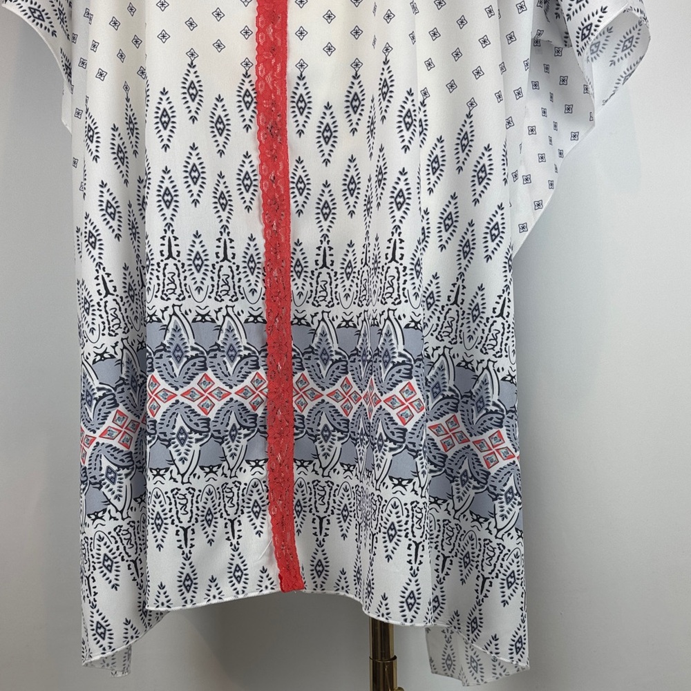 CUPSHE Boho Border Print Cover-Up with Coral Trim Size-Large - Picture 7 of 16